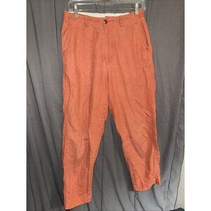 UNI QLO Chino Pants Womens Size Small Waist 26-27” Cropped Cotton Linen Orange